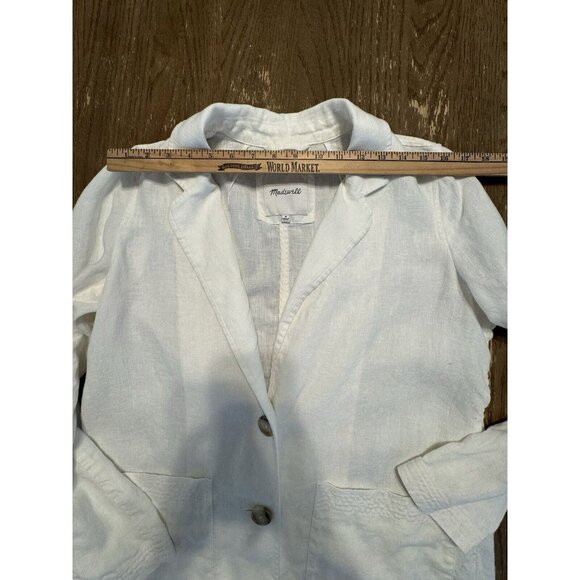 Madewell Women 100% Linen Dorset Blazer Boho Chic Coastal Shacket Medium White - Picture 9 of 14